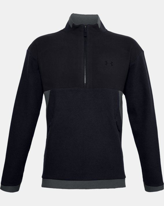 Men's UA RUSH™ Fleece ¼ Zip, Black, pdpMainDesktop image number 8